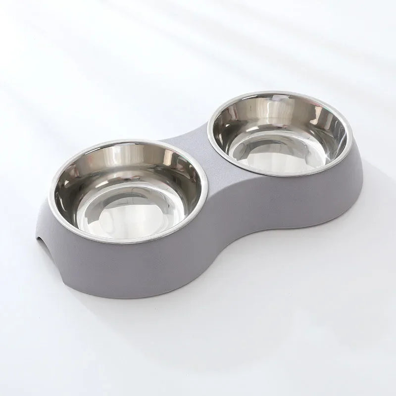 Double Pet Bowl 🐾 | Stainless Steel 🥣 | Food & Water Set 💧 | For Dogs & Cats 🐶🐱 | Non-Slip Feeding ✅