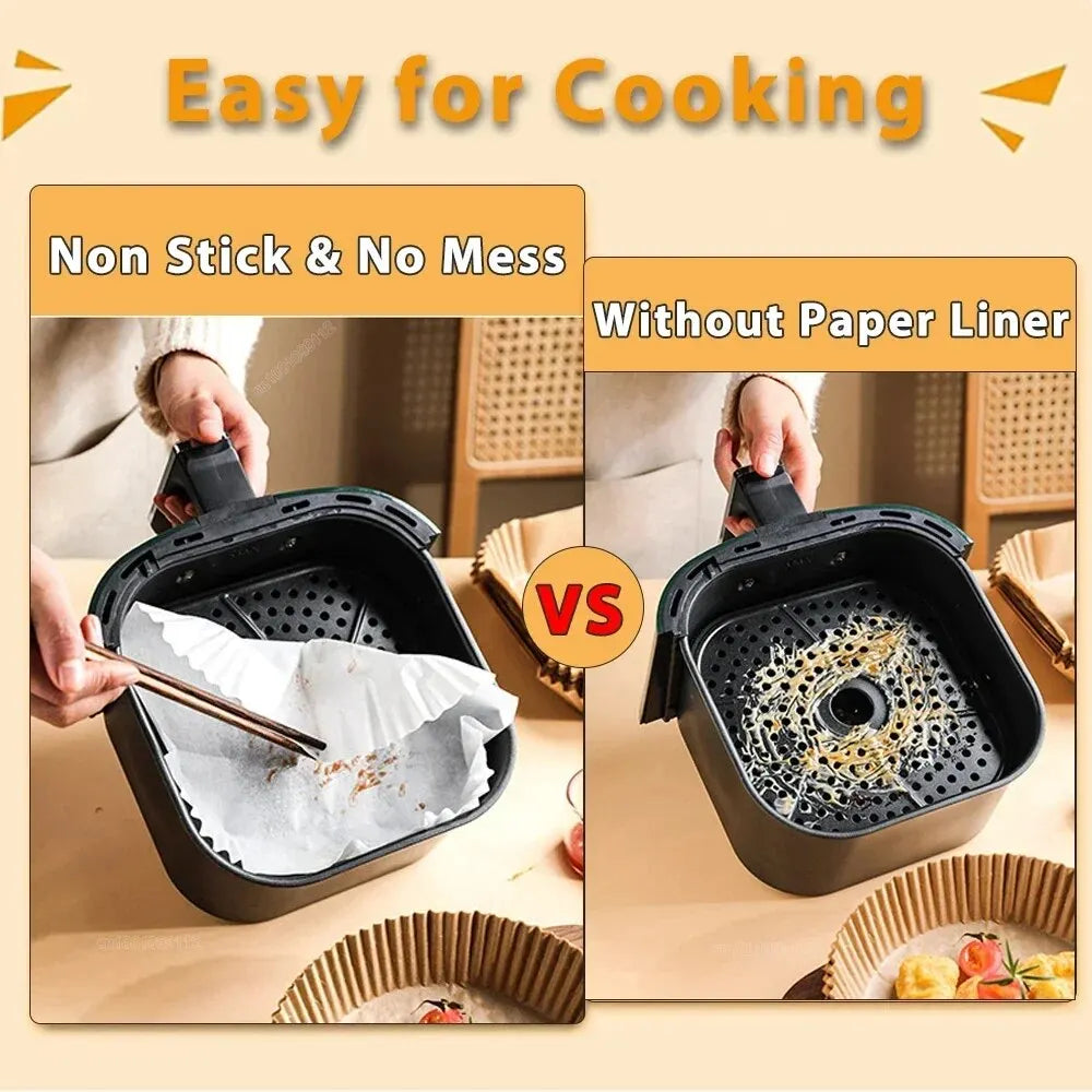 🍗🔥 Air Fryer Liners – Καθαρό Μαγείρεμα Χωρίς Κόπο! 🔥🍗 50/100pcs | Non-Stick | Eco-Friendly | Round Paper Liners