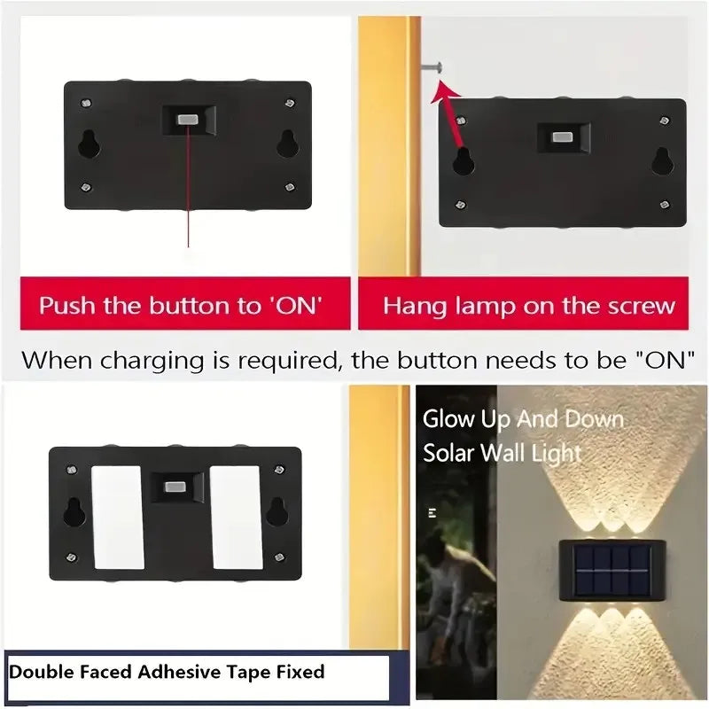 🌞✨ Solar LED Wall Lights – Διακόσμηση & Ατμόσφαιρα στον Κήπο σου! ✨🌞 1pc | 6-10 LEDs | Outdoor Decorative Landscape Lighting
