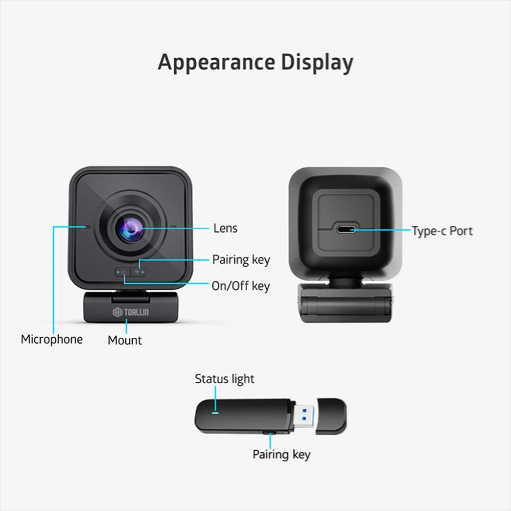 📡🎥 TOALLIN Wireless Webcam 1080P – Ασύρματη Κάμερα με Μικρόφωνο για Streaming & Video Calls 🎤💻