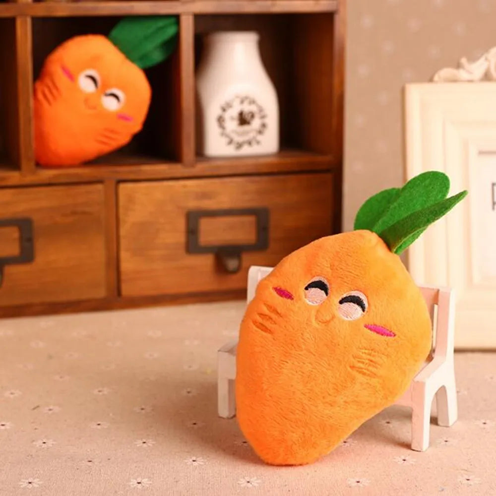 3pcs Carrot Dog Toys 🥕🐶 | Plush & Squeaky 🔊 | Soft Chew for Dogs & Cats 🧸 | Teeth Cleaning & Play ✅