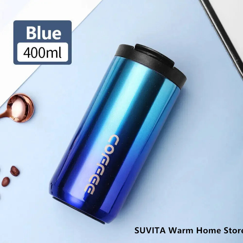 ☕ 400ML Ανοξείδωτο Θερμός Καφέ – Leakproof Car Vacuum Flask 🚗🔥❄️