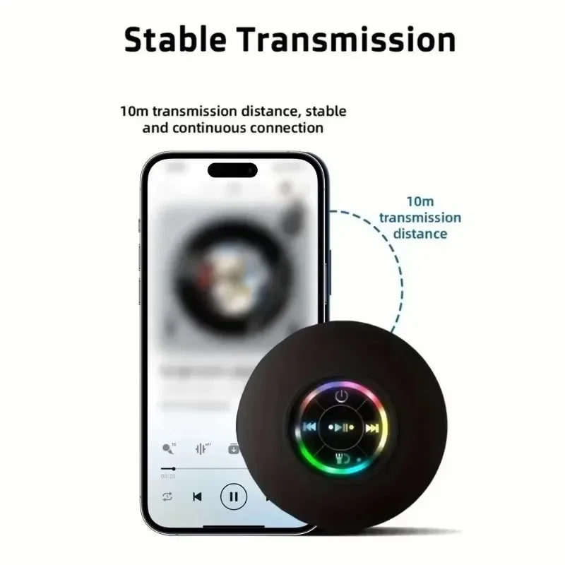 🎶💦 Mini Portable Bluetooth Speaker – IPX4 Αδιάβροχο με LED Lights & Suction Cup για Μπάνιο & Outdoor Χρήση