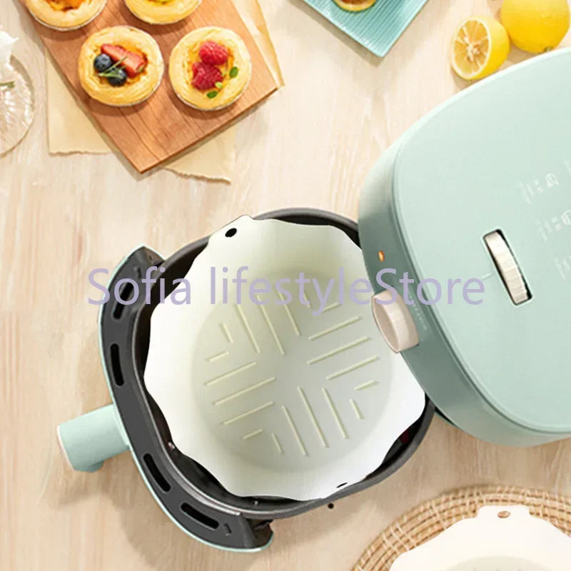 🍟 Στρογγυλό Σκεύος Σιλικόνης για Air Fryer – Επαναχρησιμοποιήσιμο & Αντικολλητικό | Ιδανικό για Ψήσιμο, Τηγάνισμα & Φούρνο