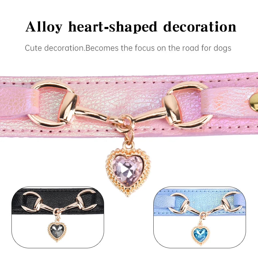 💎🐶 Shiny Rhinestone Pet Collar – Κομψό Δερμάτινο Περιλαίμιο με LOVE Design ✨❤️ Στυλ, λάμψη και άνεση για τη μικρή σου σταρ!