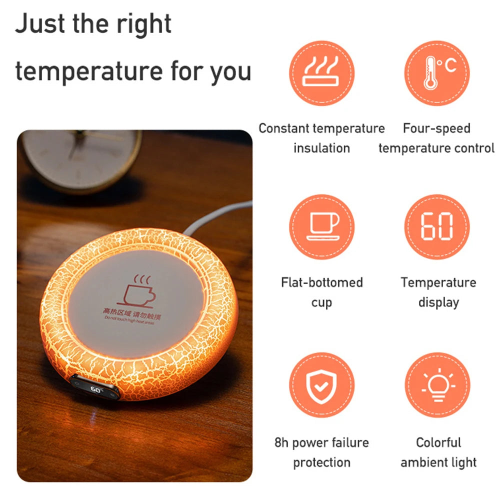 🔥☕ Ηλεκτρικό Υπόθερμο Ποτηριού με LED Lava Light – Για Ζεστά Ροφήματα Όλη Μέρα! ☕🔥 Lava Atmosphere Constant Temperature Coaster