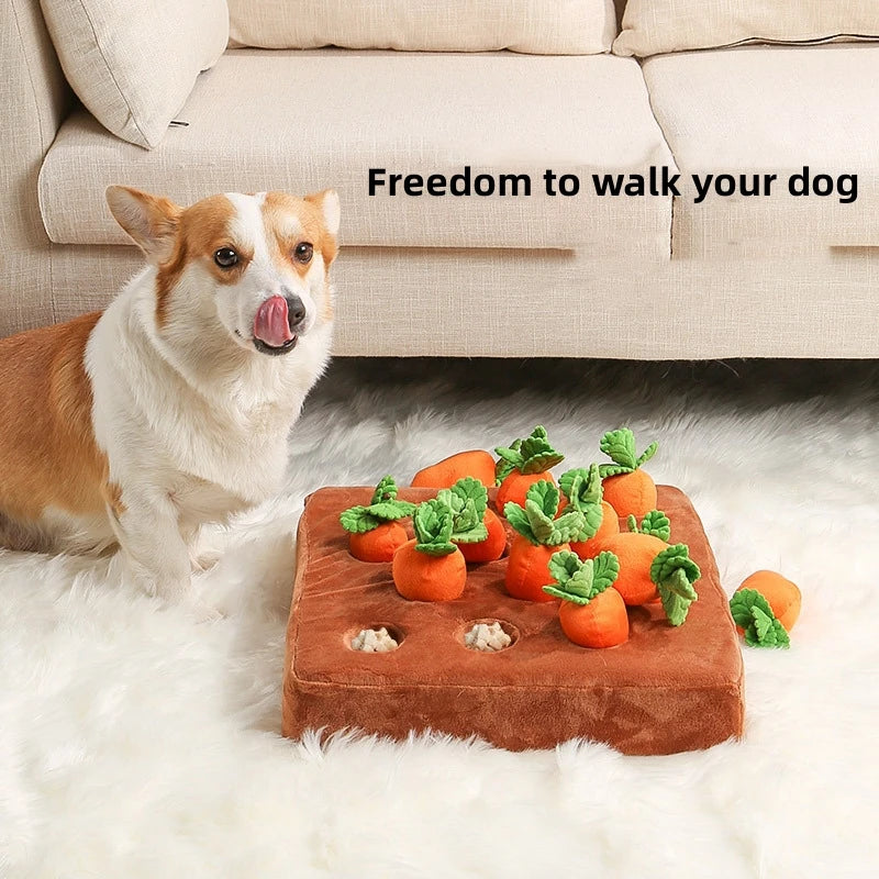 Dog Carrot Puzzle Toy 🥕🐶 | 2-in-1 Plush + Nosework Game 🎯 | Interactive & Non-Slip 🧩 | For Aggressive Chewers 💪