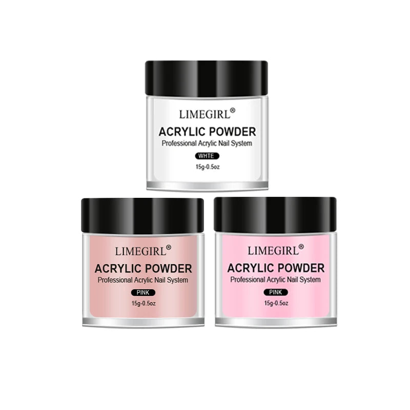 💅✨ Acrylic Nail Kit – Crystal Liquid 40ml & Acrylic Powder 45ml (Pink, White, Clear) 🎯