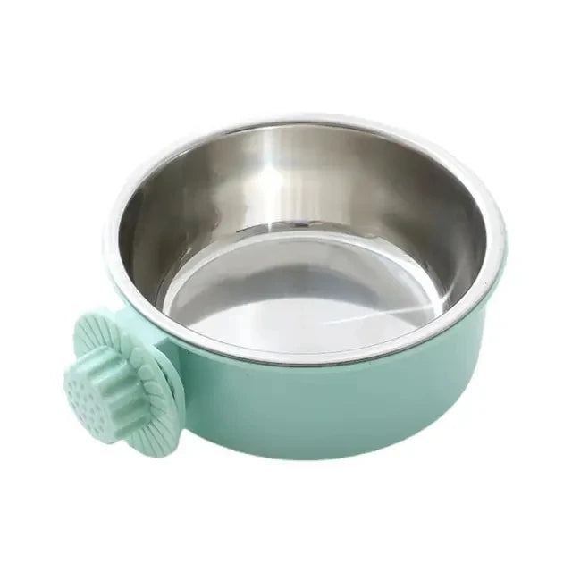Hanging Pet Bowl 🐾 | 2-in-1 Detachable Design 🥣 | Stainless Steel 🔩 | Fixed Crate Feeder for Cats & Dogs 🐶🐱
