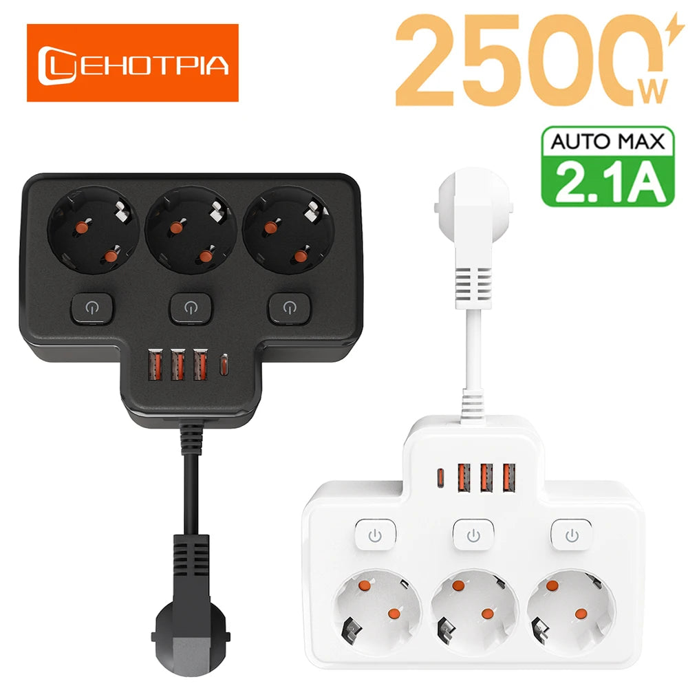 EU Power Strip 🔌 | Wall-Mount Socket ⚡ | USB Charging + Switches 🔋 | Network Filter & Adapter ✅