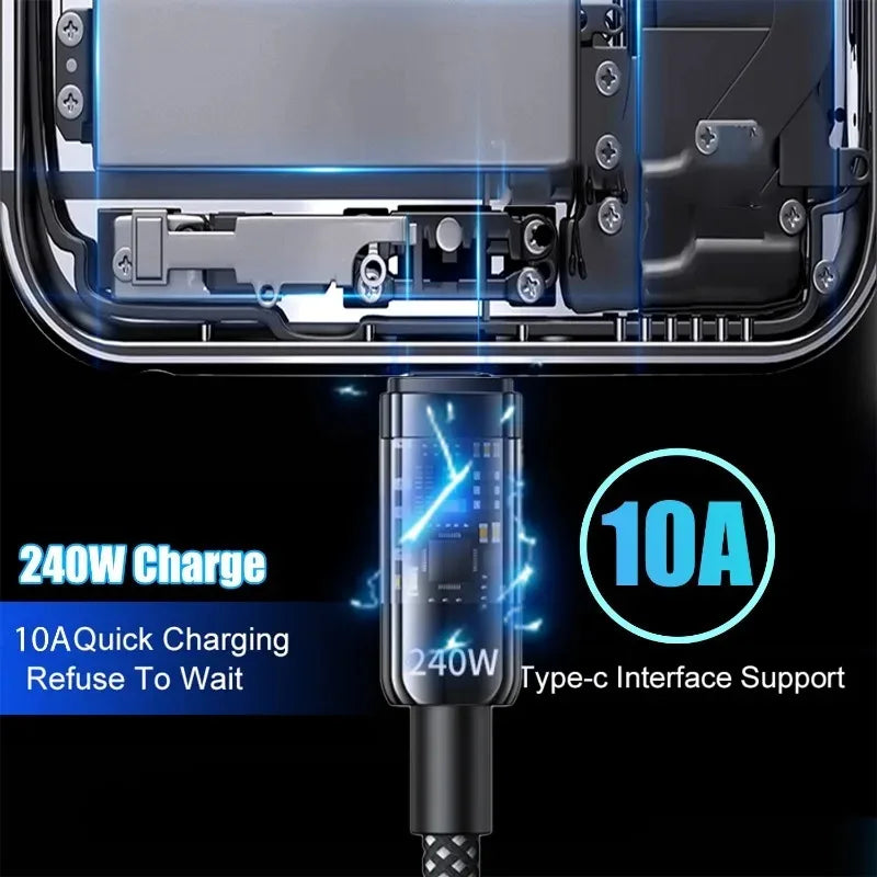 ⚡🔌 240W QC 3.0 USB to Type-C Cable – Υπερταχεία Φόρτιση με LED Ένδειξη 🎯