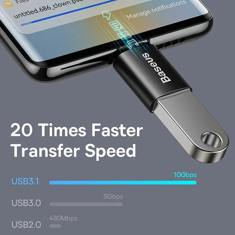 🔌 Baseus USB OTG Data Transfer Adapter – Type-C Female to USB Male Converter