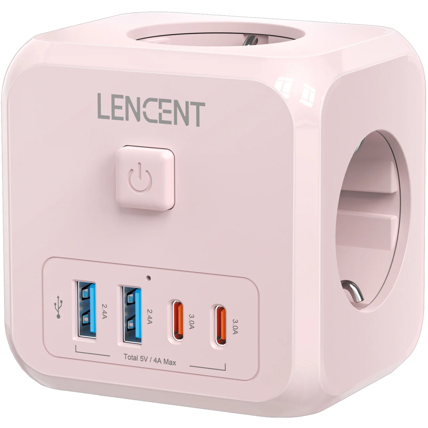 LENCENT EU Plug Cube 🔌 | 7-in-1 Power Hub ⚡ | 3 AC + 2 USB + 2 Type-C 🔋 | On/Off Switch ✅