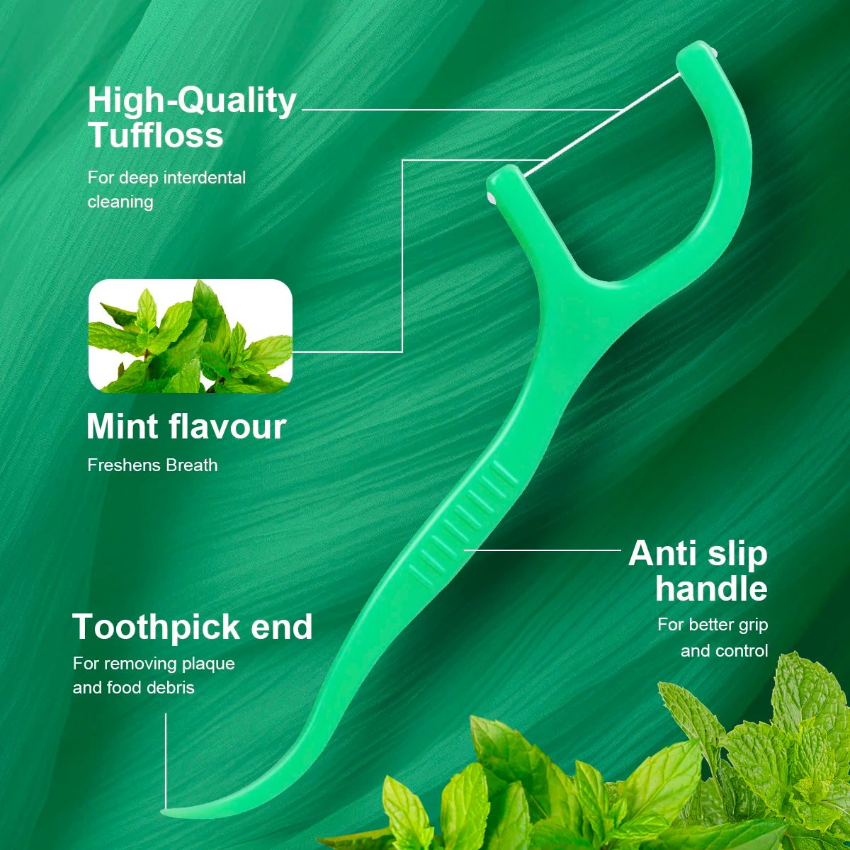 🌿🦷 Mint Dental Floss Stick – Οδοντικό Νήμα με Γεύση Μέντας για Βαθύ Καθαρισμό