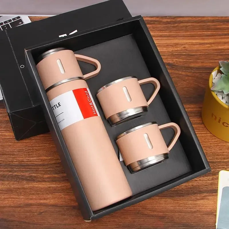 🥂🔥 Θερμός 500ml Σετ | 🖤 Business Style Design | ❄️🔥 Ανοξείδωτο 304 | 👩❤️👨 Ζευγάρια / Δώρο / Γραφείο