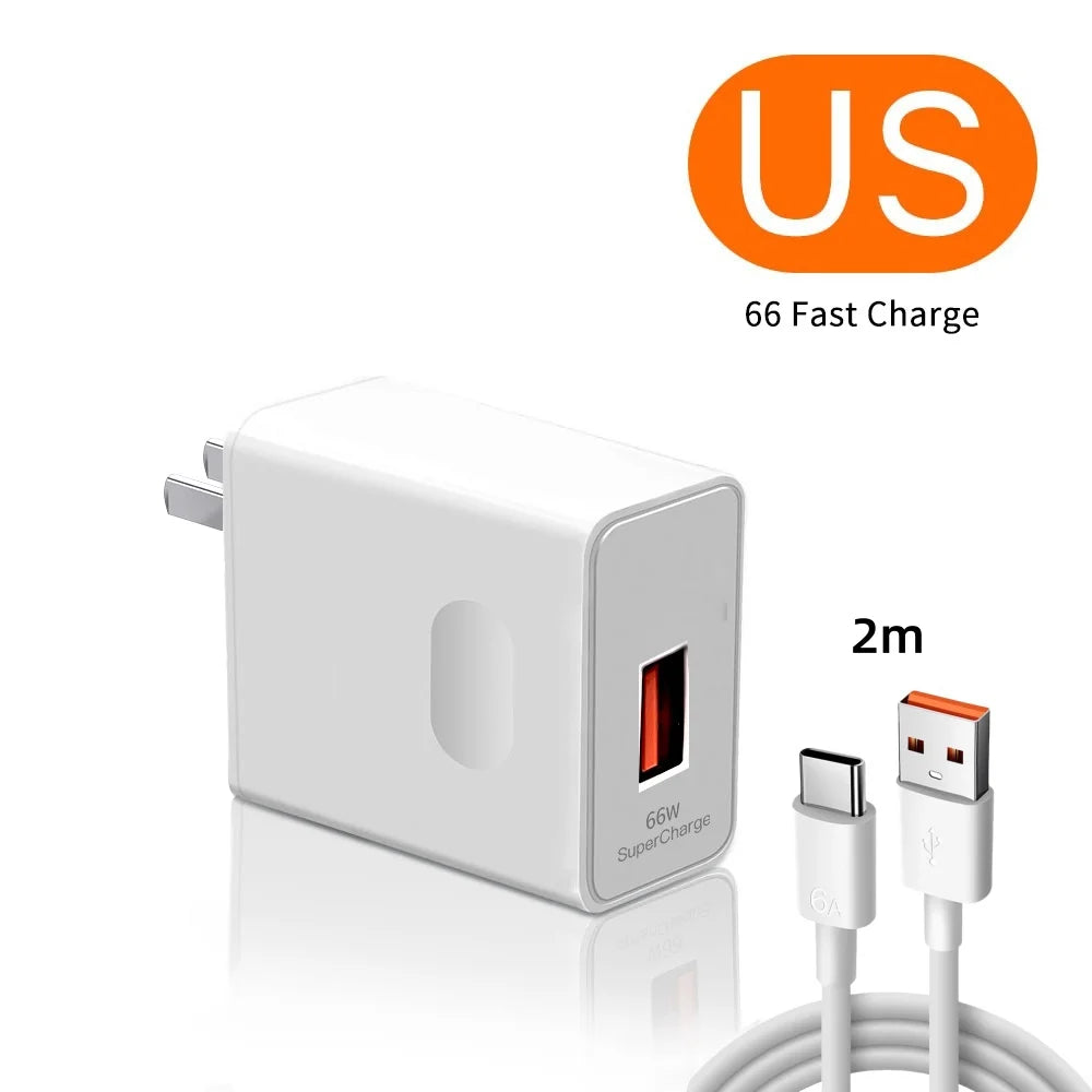 ⚡🔌 6A 66W Super Fast Wall Charger – EU/US Plug για Huawei, Honor & Nova Series