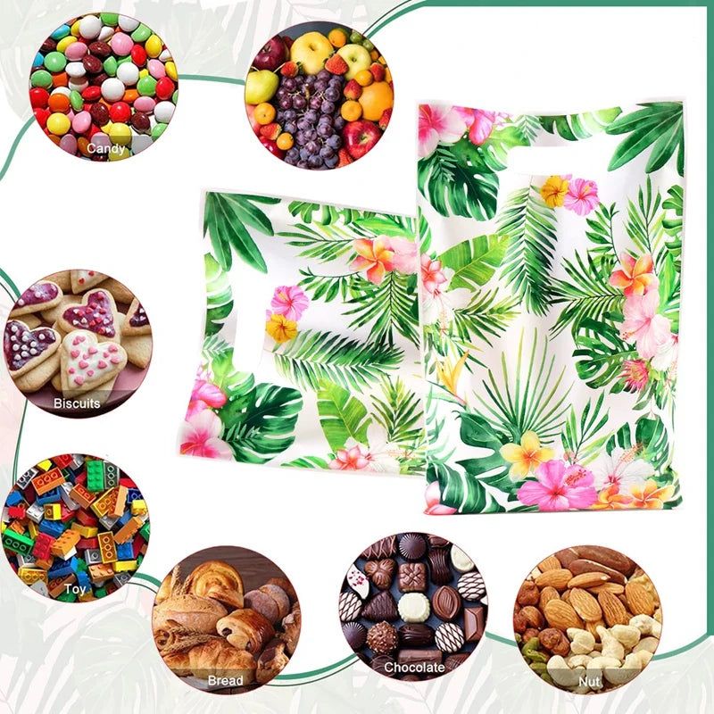 🌺 Χαβανέζικες Τσάντες Δώρων με Χερούλι – 10/20/50pcs | Hawaii Luau Tropical Beach Party Favor Bags για Γενέθλια & Εκδηλώσεις