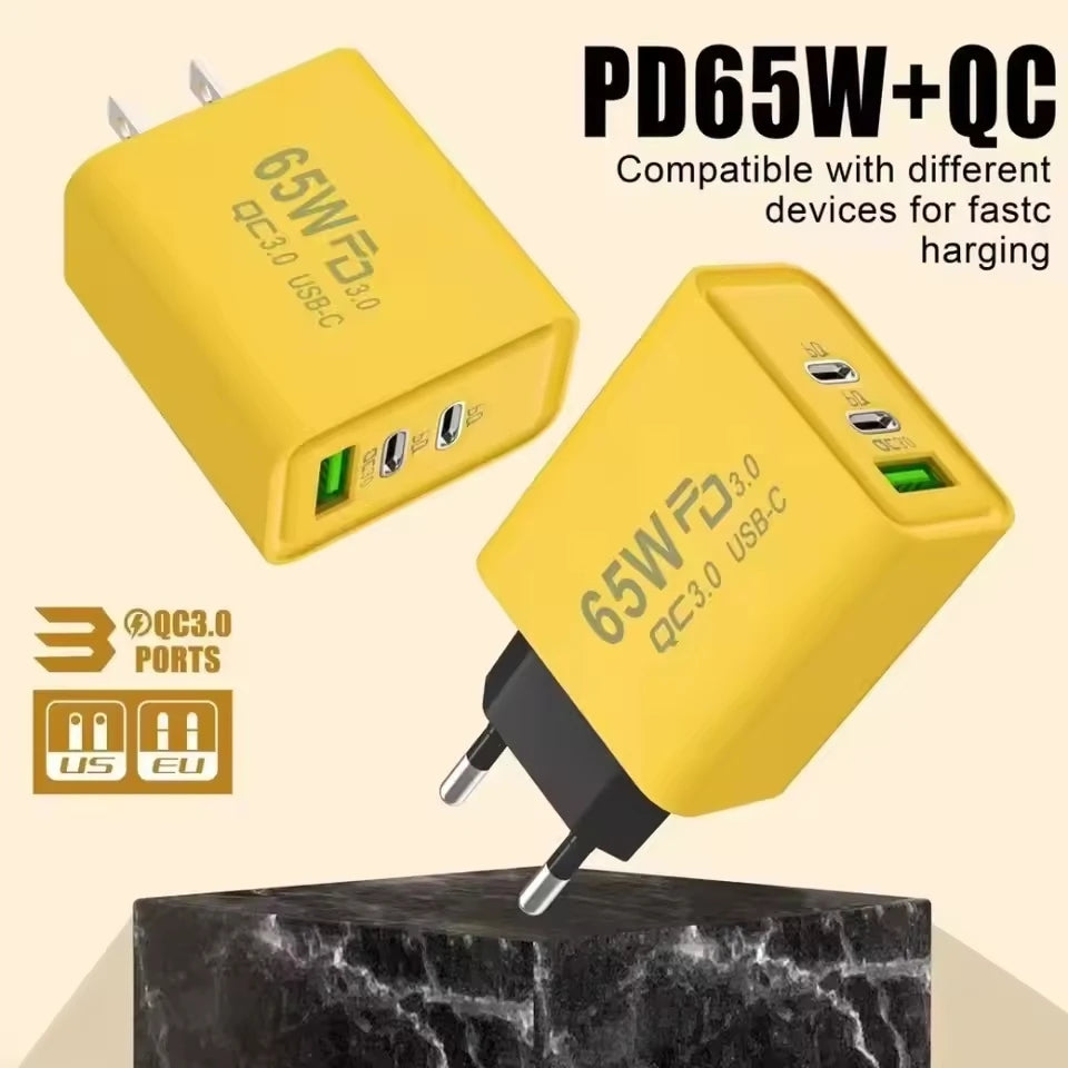 ⚡🔋 65W GaN USB PD Charger – Φορτιστής 3 Θυρών για Γρήγορη Φόρτιση 📱💻