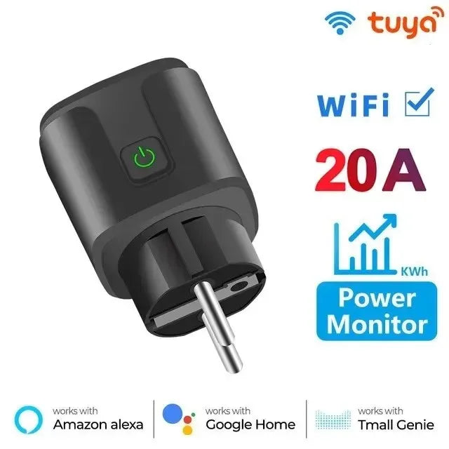 🔌📱 Tuya WiFi Smart Plug EU 16A/20A – Έξυπνη Πρίζα με Power Monitoring, Timer & Voice Control ⚡ Συμβατή με Alexa & Google Home