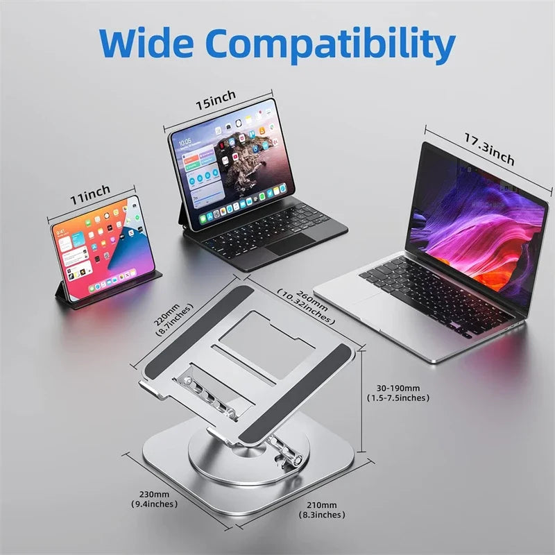 💻🔄 360° Rotating Laptop Stand – Αλουμινένια Ρυθμιζόμενη Βάση MacBook & Notebook 🎯