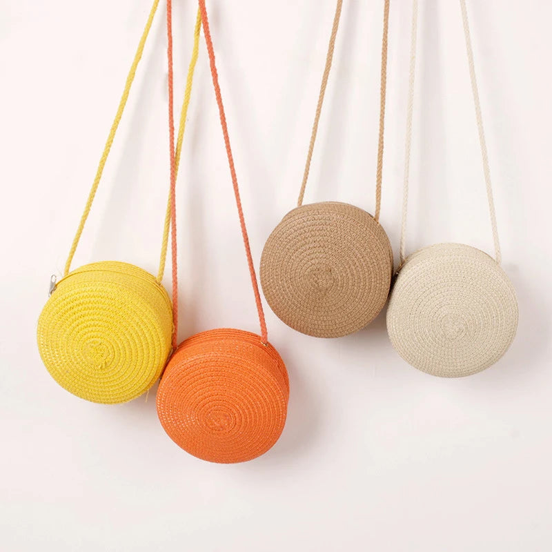 👜🌴 Minimalist Straw Bag – Στρογγυλή Τσάντα Ώμου & Χιαστί, Καλοκαιρινό Στυλ Διακοπών ✨☀️
