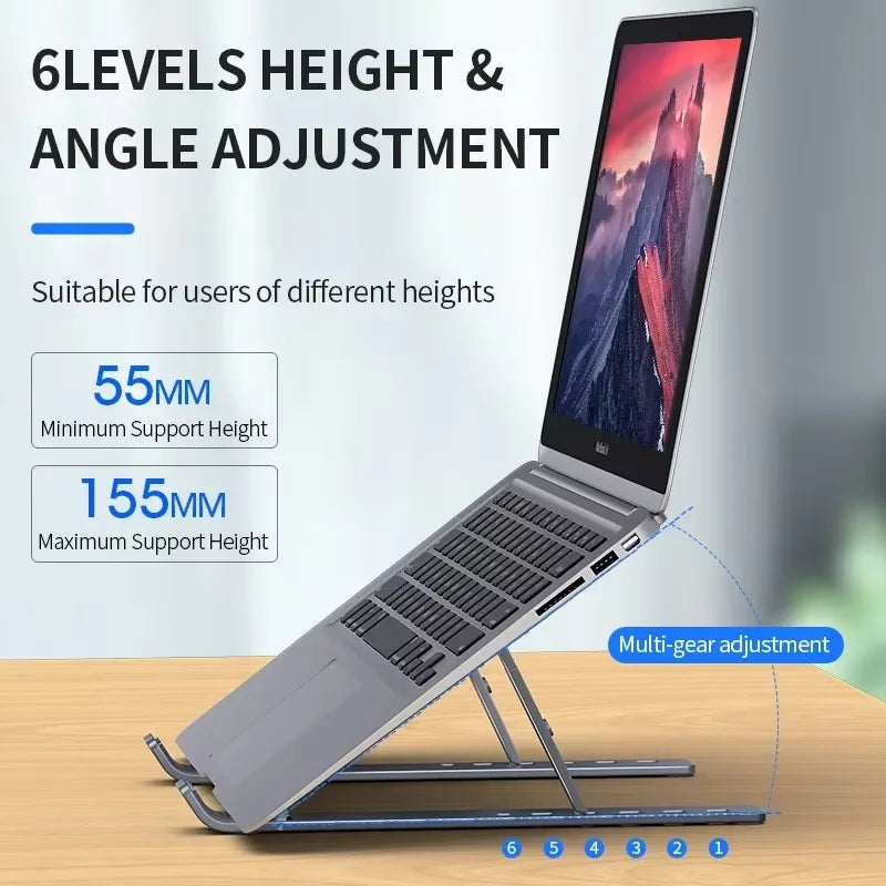 💻✨ Adjustable Foldable Laptop Stand – Ρυθμιζόμενη & Φορητή Βάση Notebook 🎯