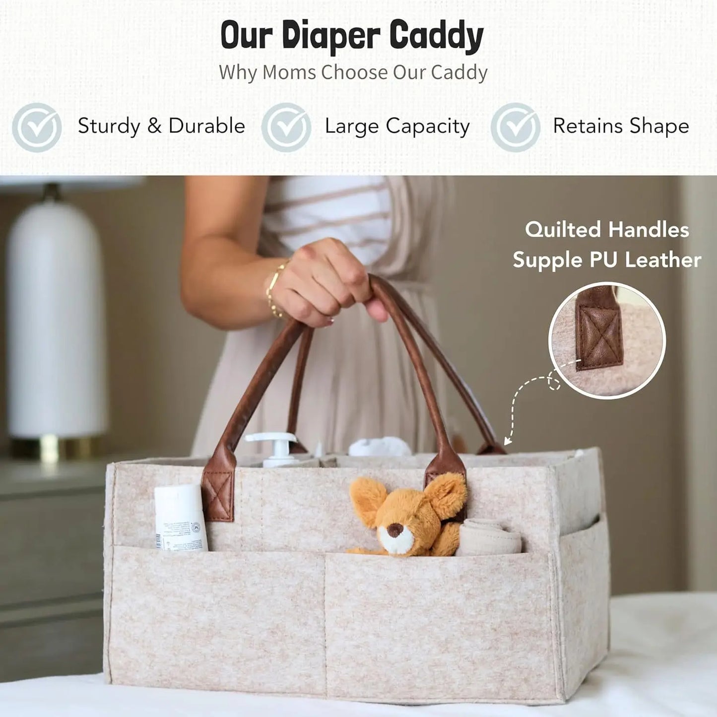 👶🍼 Baby Felt Storage Organizer Basket – Πολυχρηστικό Caddy για Πάνες & Αξεσουάρ