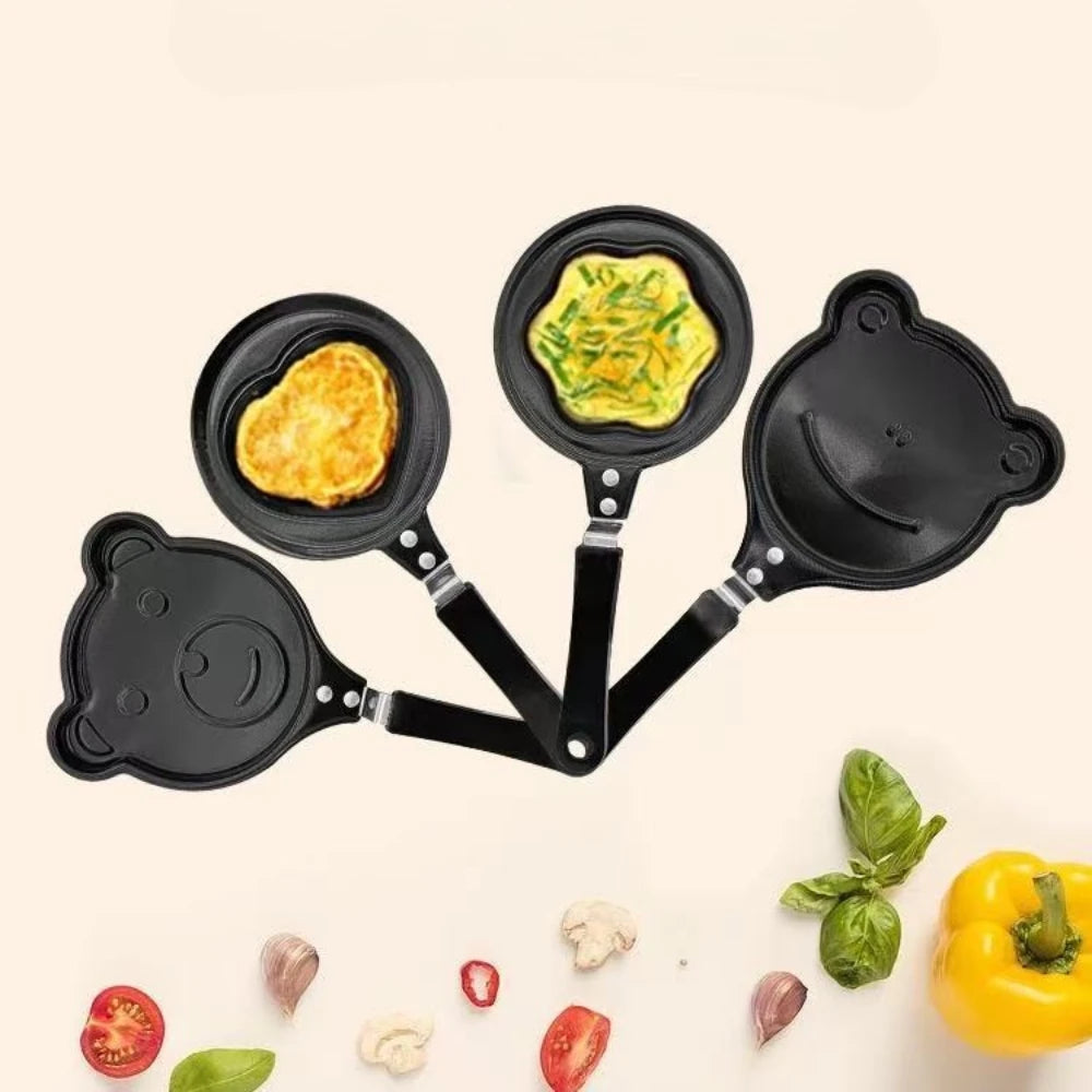🍳 Δημιουργικό Μίνι Τηγάνι Ομελέτας – Καρδιά ❤️ Αστεράκι ⭐ Λουλούδι 🌸 & Βατραχάκι 🐸 | Αντικολλητικό Pancake/Egg Mold