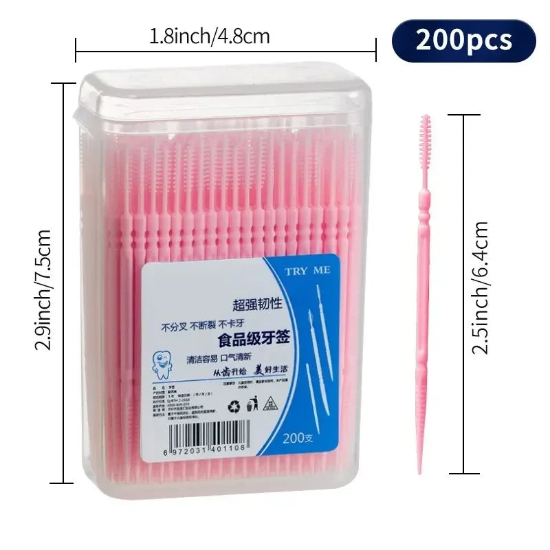 🦷✨ Portable Ultra Fine Toothpick – Διπλής Κεφαλής Οδοντογλυφίδες σε Οικογενειακή Συσκευασία (200τμχ) 🎯