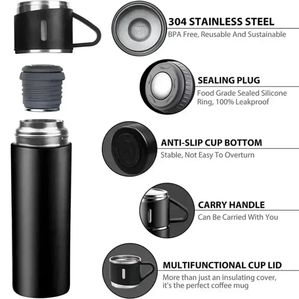 ☕🔥 500ml Θερμός Καφέ | 304 Ανοξείδωτο Ατσάλι | Business Style Thermos Bottle 👜 | Ιδανικό για Γραφείο & Ταξίδι