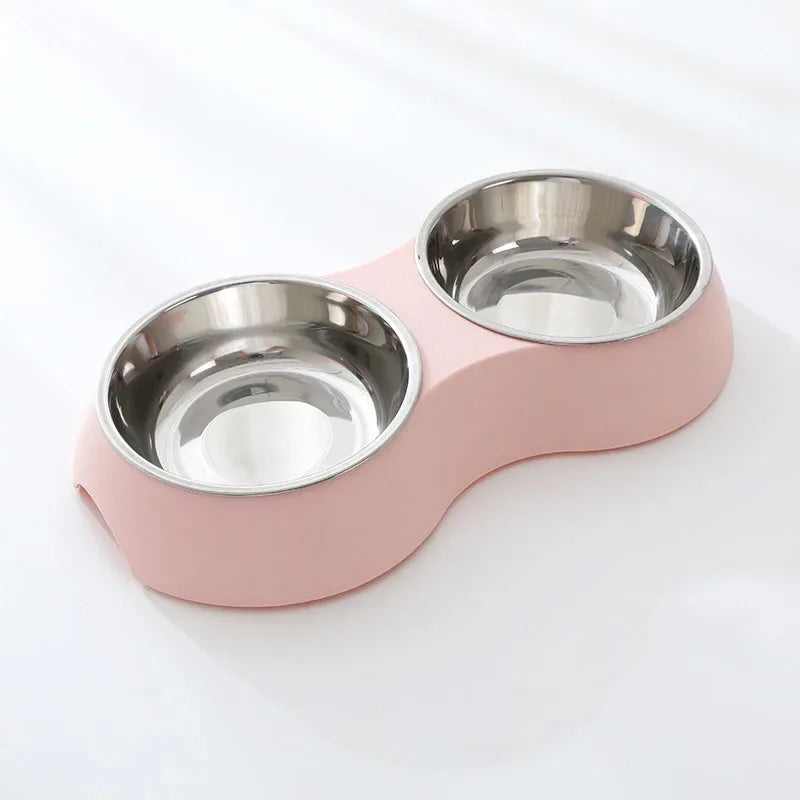 Double Pet Bowl 🐾 | Stainless Steel 🥣 | Food & Water Set 💧 | For Dogs & Cats 🐶🐱 | Non-Slip Feeding ✅