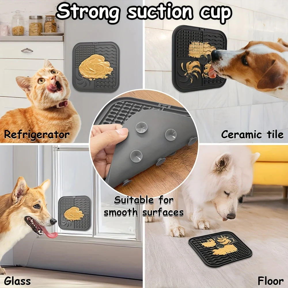 Silicone Lick Mat 🐶🍽️ | Slow Feeder & Distraction Pad 🛁 | Suction Base 🧲 | For Training & Bath Time ✅