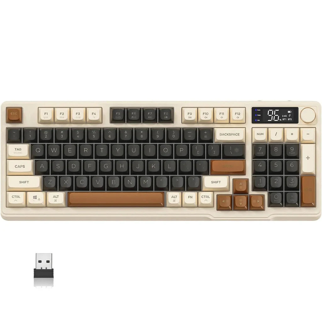 ⌨️🔥 FREEWOLF M96 Wireless Mechanical Keyboard 🌈 Gradient Keycaps | 🔄 Dual-Mode BT/2.4G | 🖥️ OLED Οθόνη | 🔋 Μπαταρία μεγάλης διάρκειας