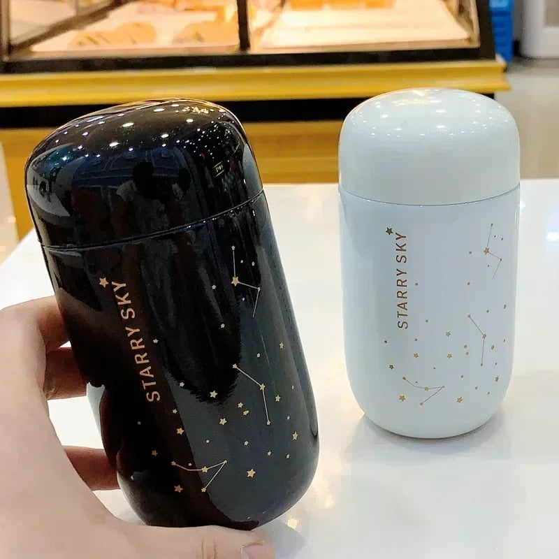 🌌 Mini Θερμός Starry Sky 200ml | 304 Stainless Steel Vacuum Flask – Leakproof Coffee Mug