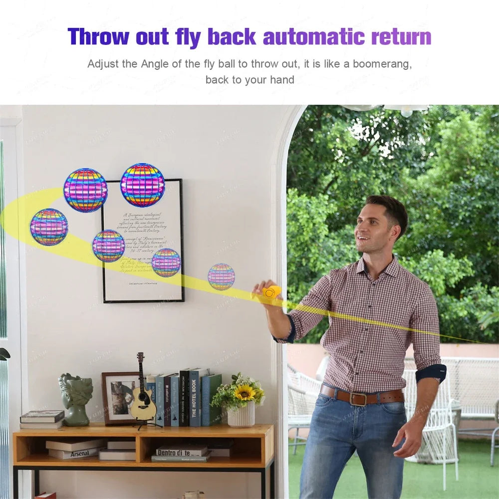 🌌✨ Flying Ball Boomerang Fly Orb Magic – LED Drone Hover Spinner 🎁