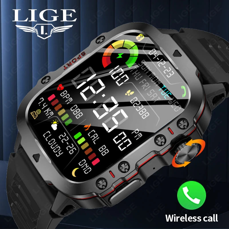 🛡️ LIGE 2025 Outdoor Military Smartwatch – Η απόλυτη ισχύς στον καρπό σου! 🛡️