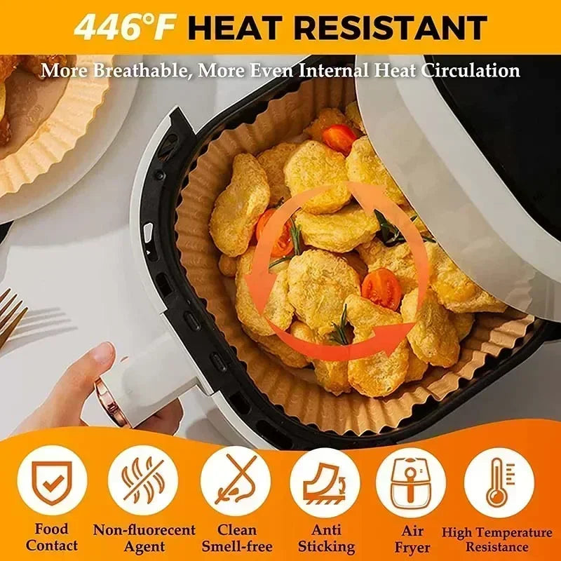 🍟✨ Disposable Air Fryer Paper – Καθαριότητα & Μαγείρεμα Χωρίς Κόπο! ✨🍟 Non-Stick Baking Liners | Oilproof | Multi-Use Kitchen Pads
