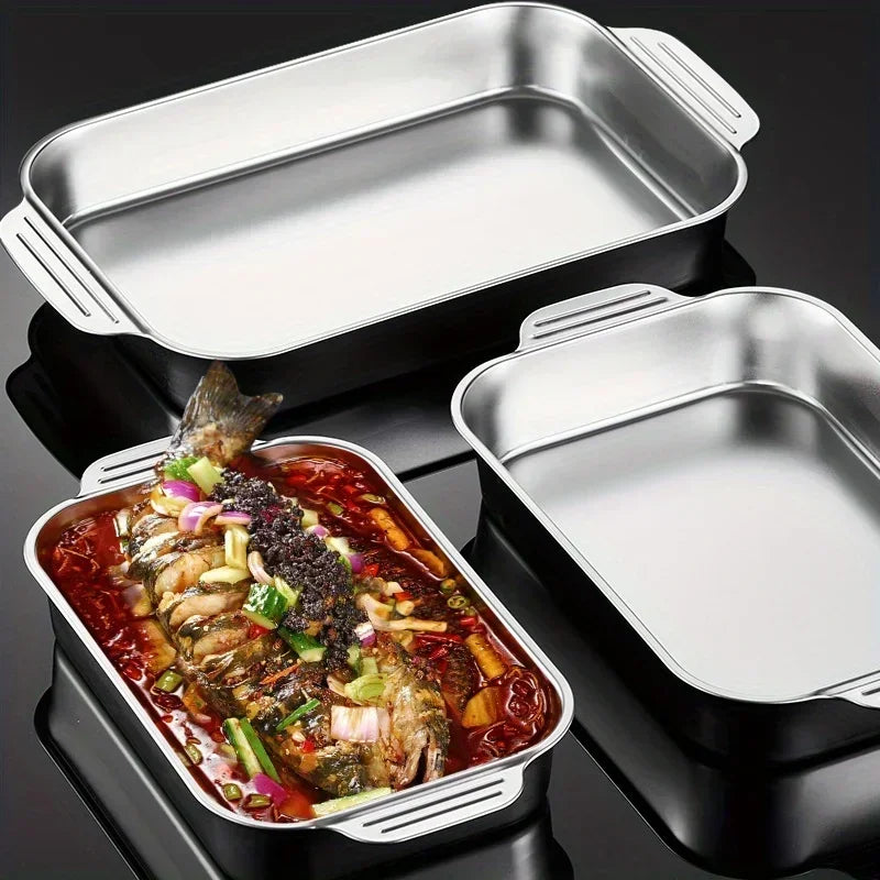 🍗 Βαθύ Αντικολλητικό Ταψί Ψησίματος Ανοξείδωτου Χάλυβα – Ιδανικό για Κρέας, Λαζάνια, Ψάρι & Γλυκά | Heavy Duty Roasting Pan