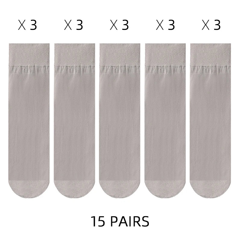🧦✨ Σετ Διάφανα Κρυστάλλινα Καλτσάκια – Ultra Thin & Anti-Hook ✨🧦 5–20 Ζευγάρια Καλοκαιρινές Γυναικείες Κάλτσες | Crystal Silk Nylon Ankle Socks