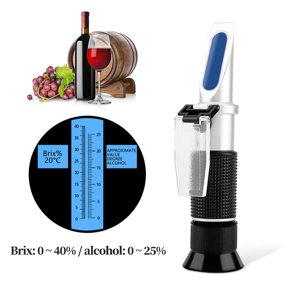 🍇🍷 Handheld Refractometer Tester 🚀 (Αλκοόλ 0-25% / Brix 0-40%)