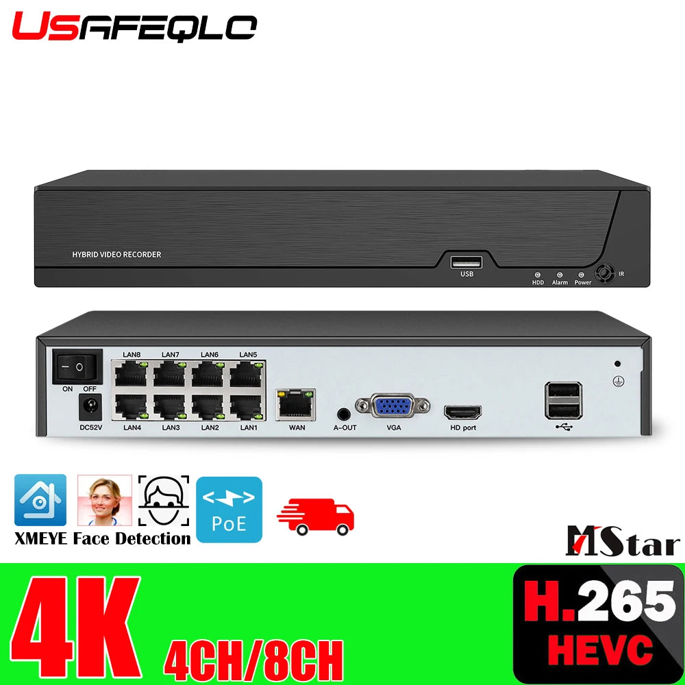 📹🛡️ PoE Network Video Recorder – NVR 4/8 Καναλιών με Face Detection, H.265+ & 4K Υποστήριξη 🎯
