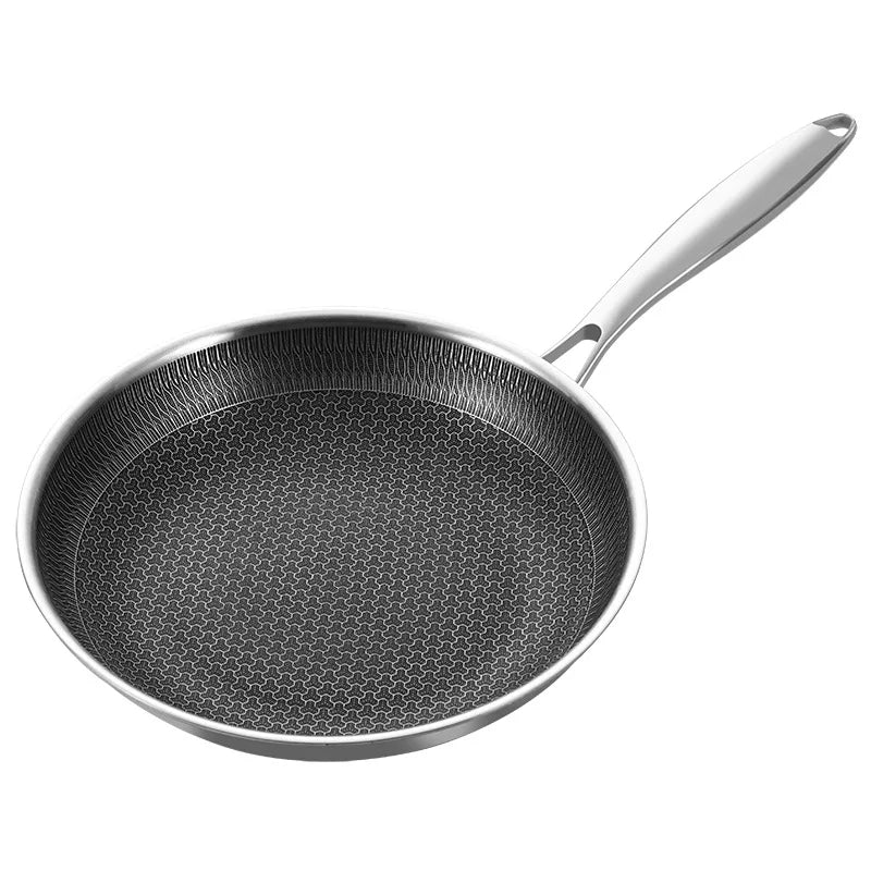 🥩 Τηγάνι 304 Τριπλής Στρώσης Ανοξείδωτου Ατσαλιού – Με Επιφάνεια Honeycomb & Αντικολλητική Τεχνολογία | Ιδανικό για Αυγά & Μπριζόλες