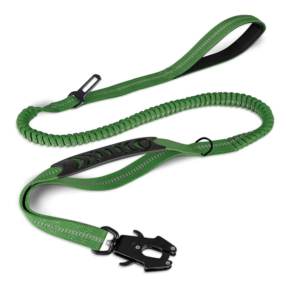 🚘🐕 Reflective Shock-Absorbing Dog Leash with Car Seatbelt – Tactical & Ανθεκτικό Bungee Λουρί 💥🦴 Αντοχή, έλεγχος & ασφάλεια – στη βόλτα και στο αυτοκίνητο!