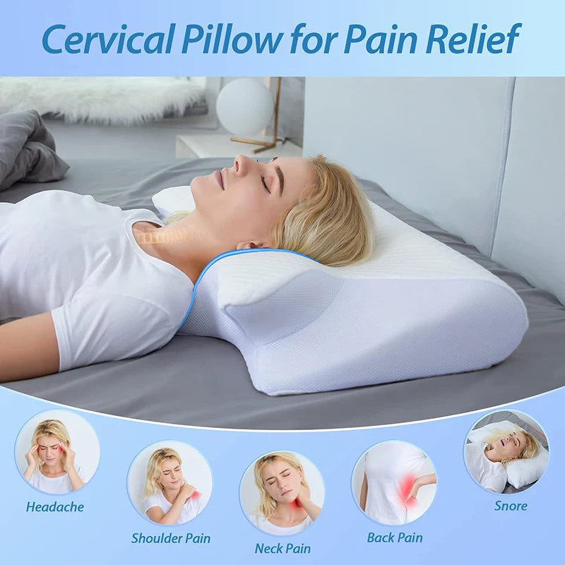 🛏️ 1pc Μαξιλάρι Memory Foam για Αυχένα – 2 σε 1 Εργονομικό Ορθοπεδικό Μαξιλάρι