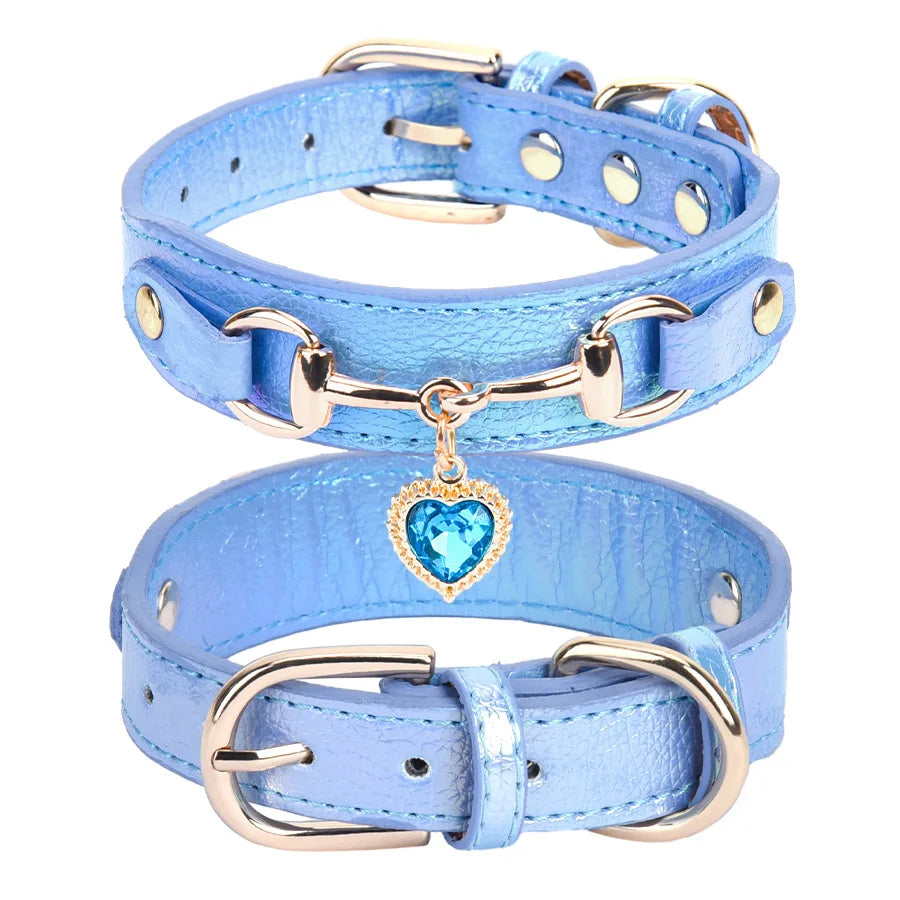 💎🐶 Shiny Rhinestone Pet Collar – Κομψό Δερμάτινο Περιλαίμιο με LOVE Design ✨❤️ Στυλ, λάμψη και άνεση για τη μικρή σου σταρ!