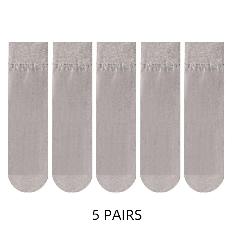 🧦✨ Σετ Διάφανα Κρυστάλλινα Καλτσάκια – Ultra Thin & Anti-Hook ✨🧦 5–20 Ζευγάρια Καλοκαιρινές Γυναικείες Κάλτσες | Crystal Silk Nylon Ankle Socks