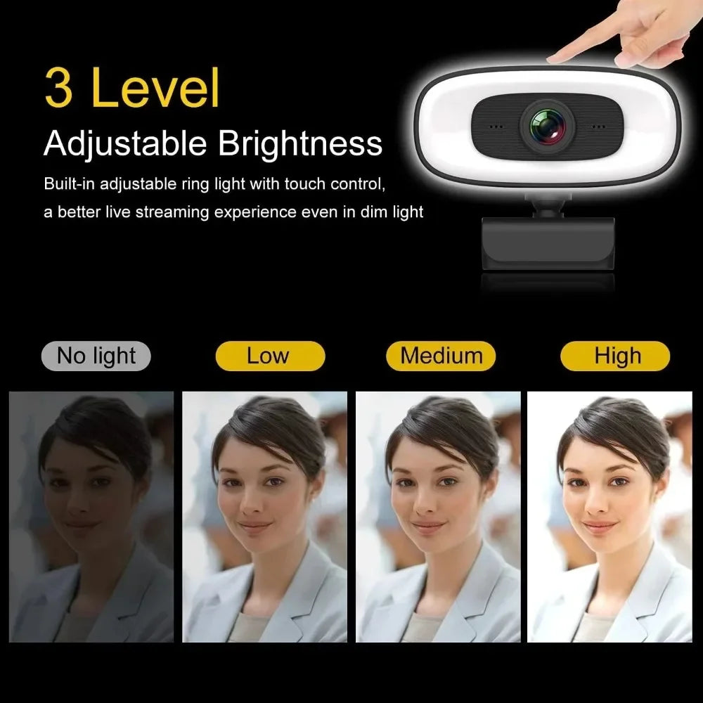 🎥✨ Full HD 4K/2K/1080P Webcam – Με Wide-Angle Φακό & Μικρόφωνο 🎤💻