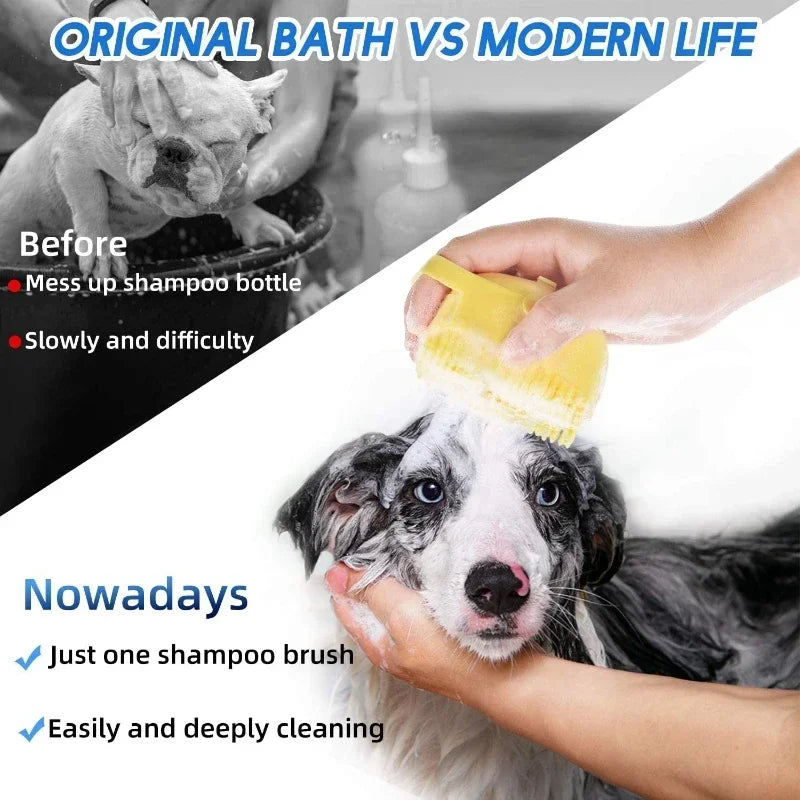 🛁🐾 Pet Shampoo Brush with Dispenser – Σιλικονούχα Βούρτσα Μασάζ & Σαπουνίσματος για Σκύλους & Γάτες 🧴🐶 2 σε 1: Απαλό μασάζ & καθαρισμός με δοχείο σαμπουάν – για άνετο και απολαυστικό μπάνιο!