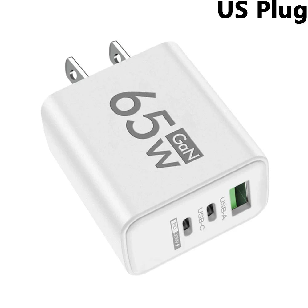 ⚡🔋 65W GaN USB PD Charger – Φορτιστής 3 Θυρών για Γρήγορη Φόρτιση 📱💻