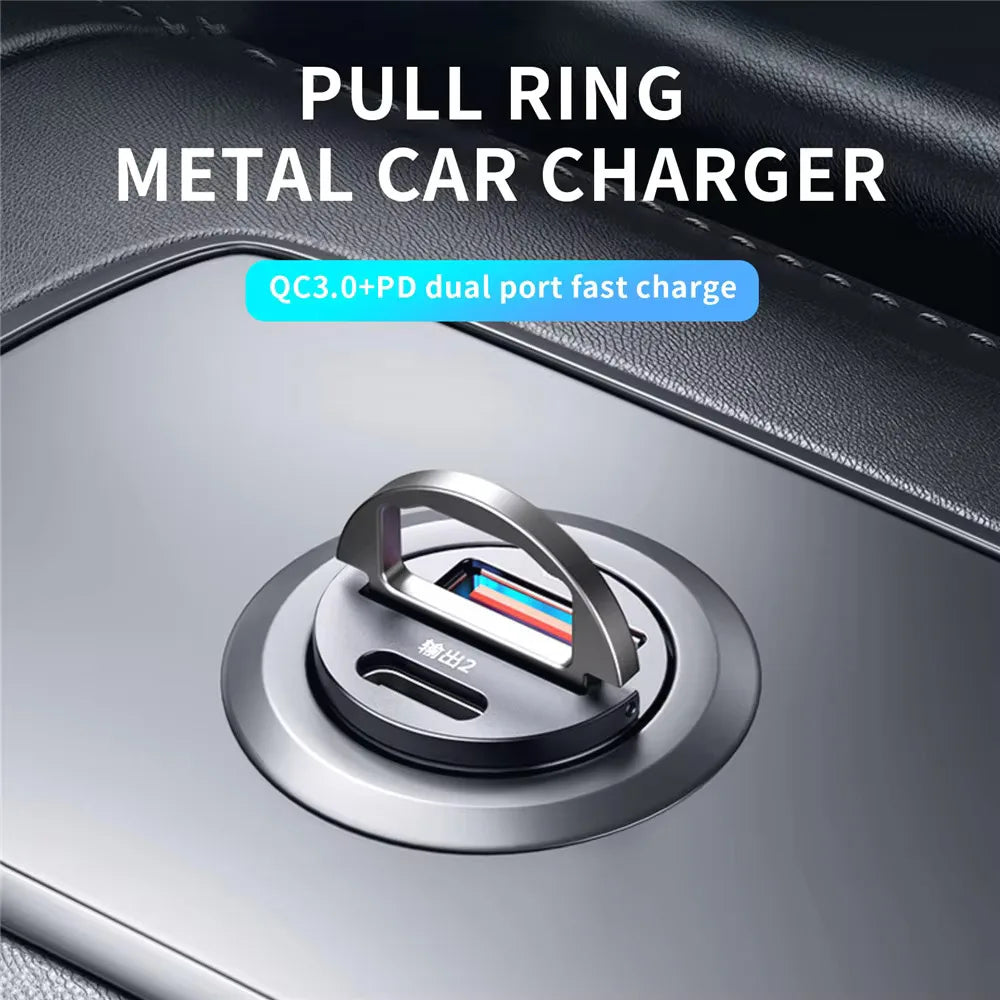 ⚡🚗 Mini Car Charger QC3.0 PD 100W/200W – Dual USB & Type-C Γρήγορος Φορτιστής Αυτοκινήτου 12-24V